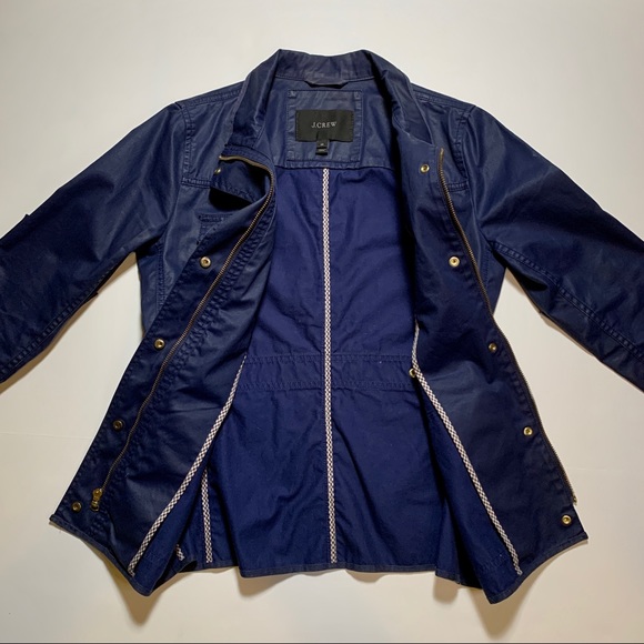 J. CREW Downtown Waxed Cotton Field Jacket Blue - Picture 4 of 12